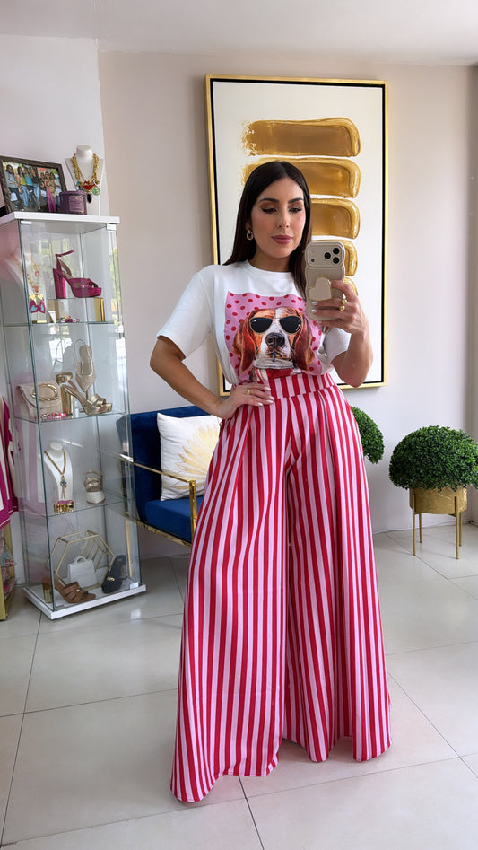 Pink & Red Stripes Palazzo