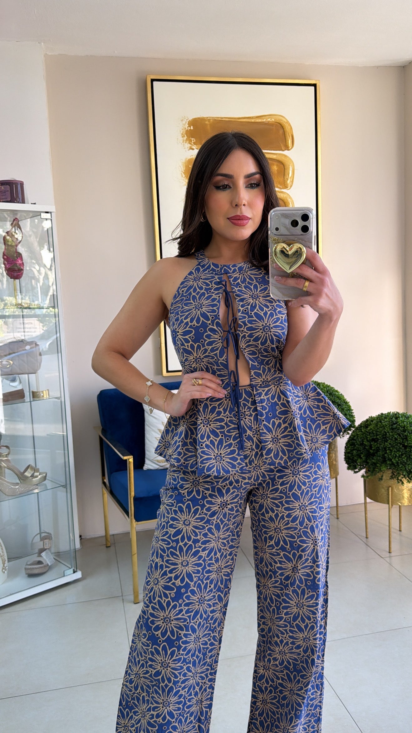 Floral Pepplum Top & Pant Set