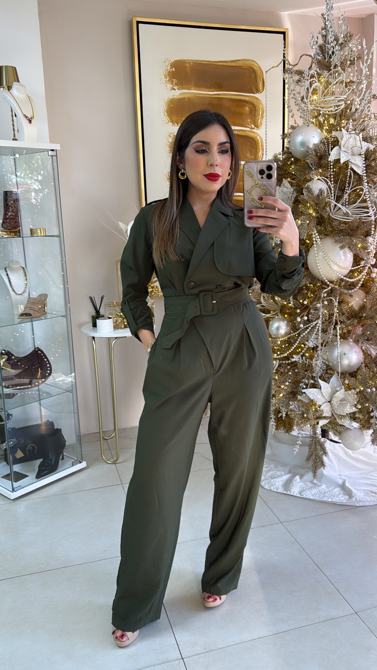 Olive Trench Jumpsuit