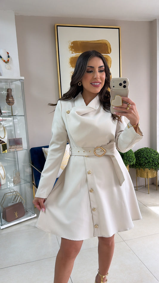 Cream Like Blazer Dress