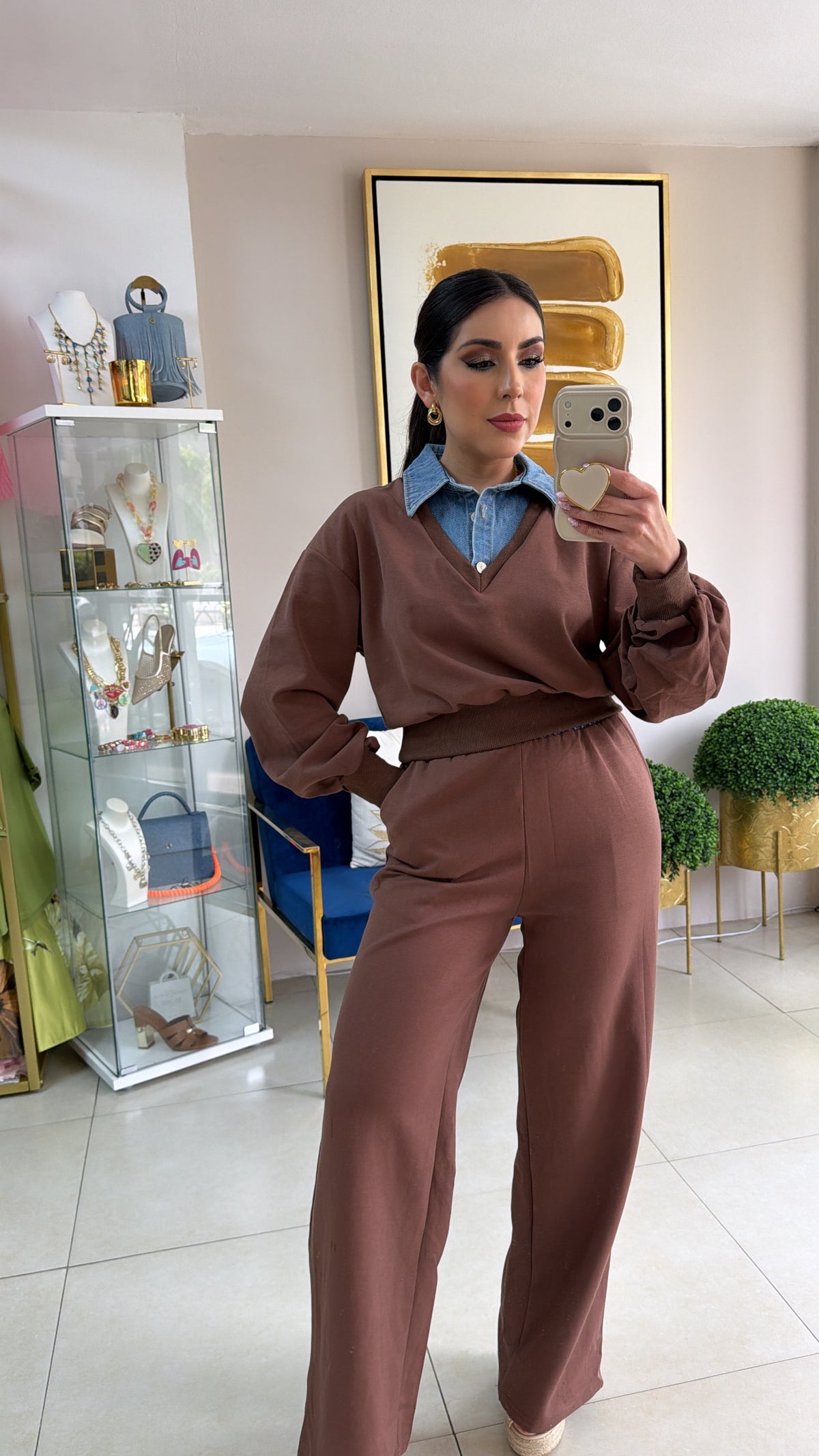 Brown & Denim Travel Set