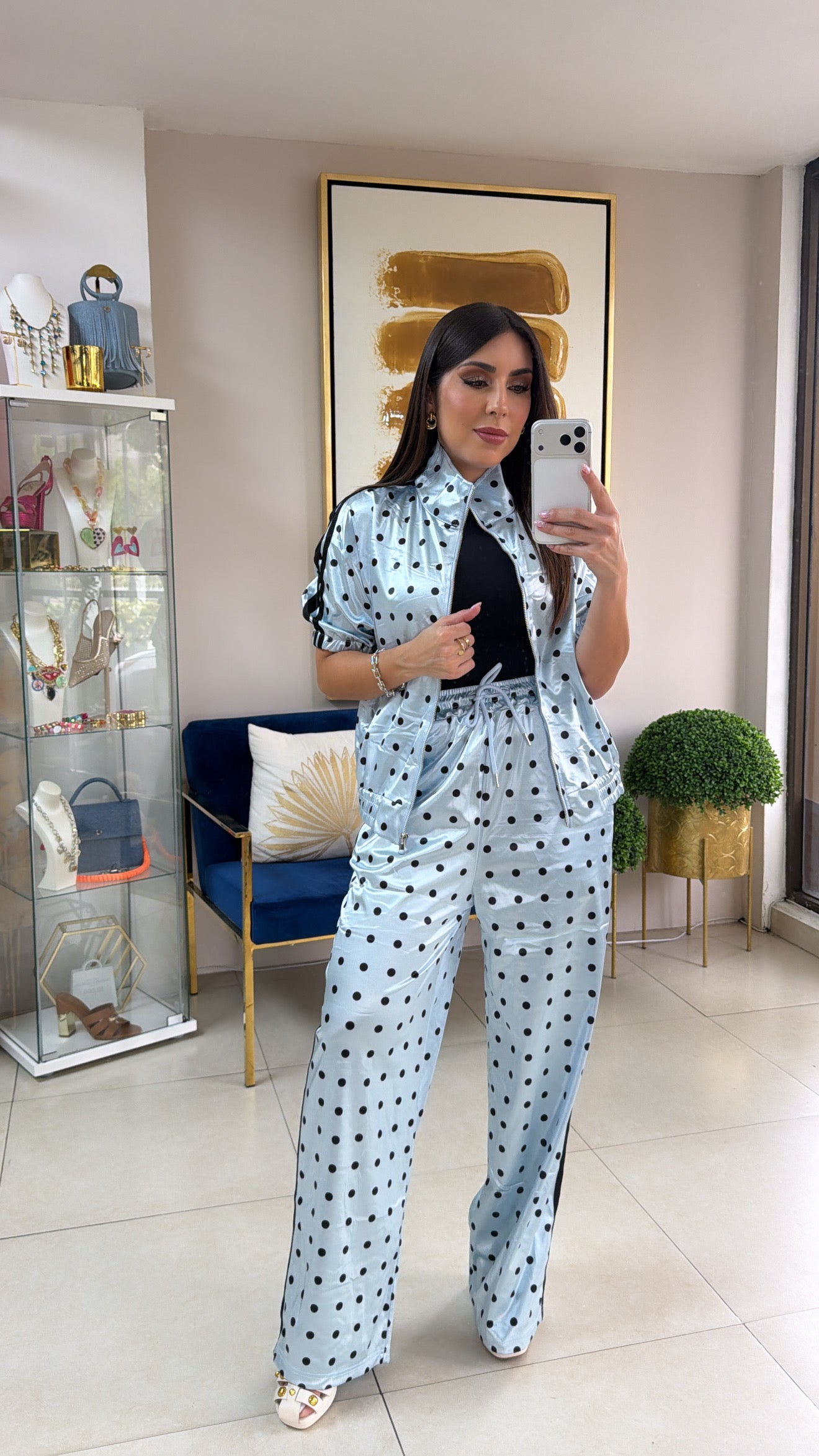 Blue Polka Travel Set