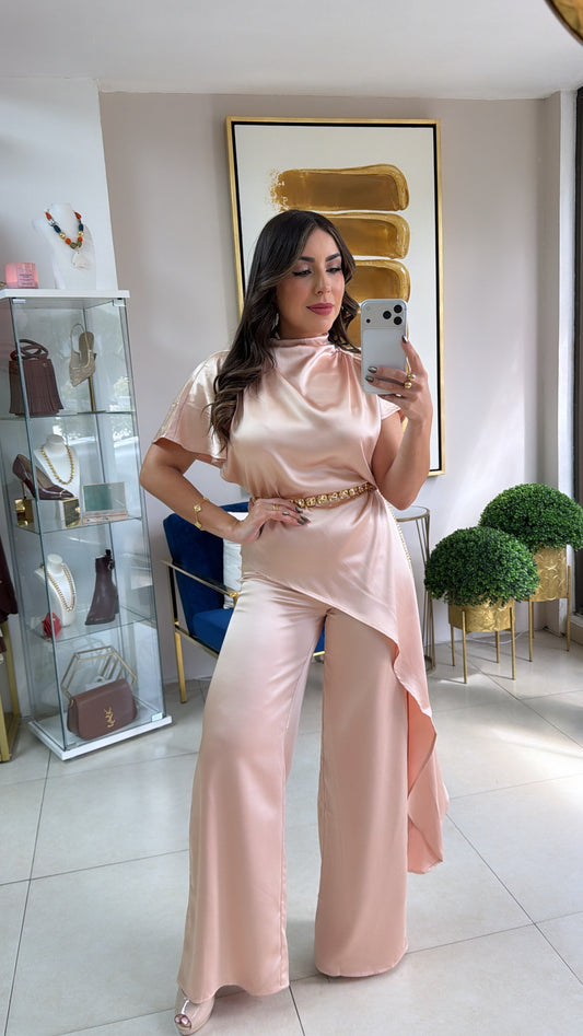 Champagne Satin Pant Set
