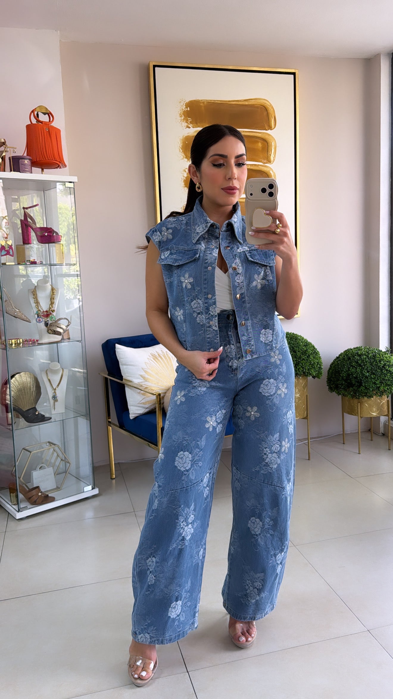 Floral Denim Barrel Set
