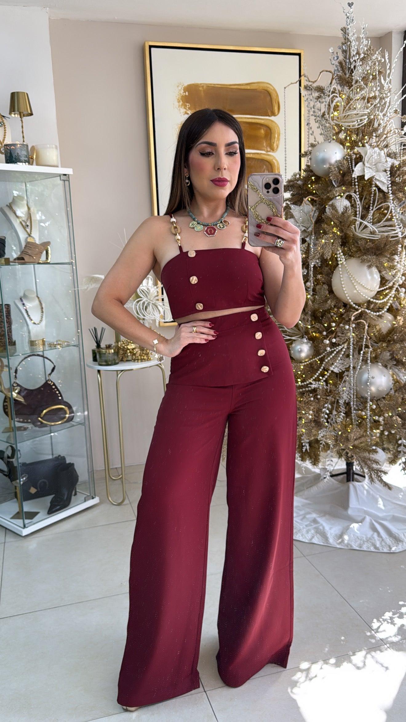 Wine Pant Set