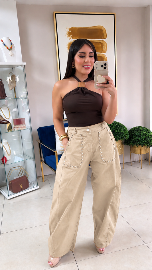 Cream Barrel Pants