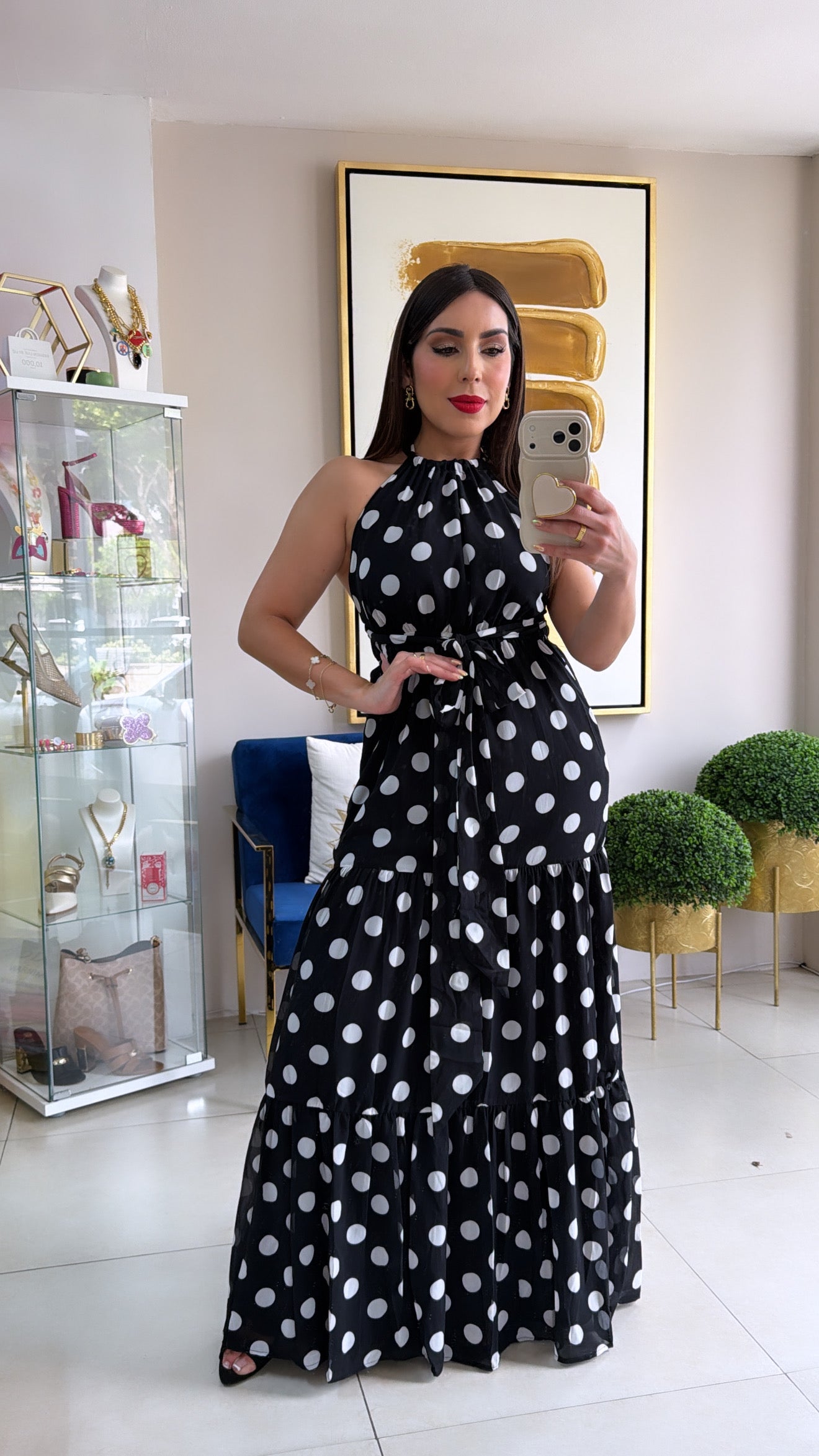 Black Polka Maxi Dress