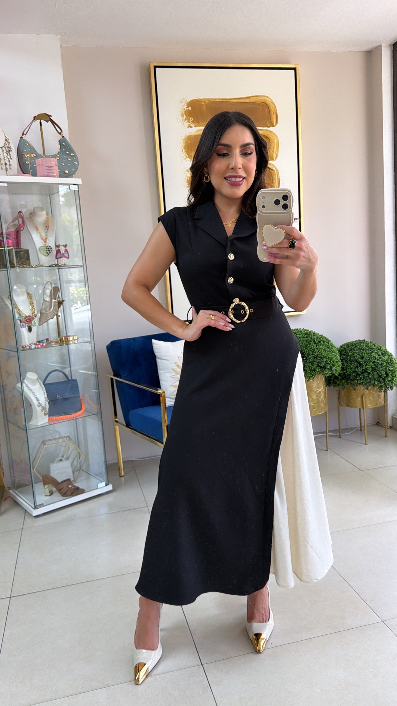 Black/White Midi Dress
