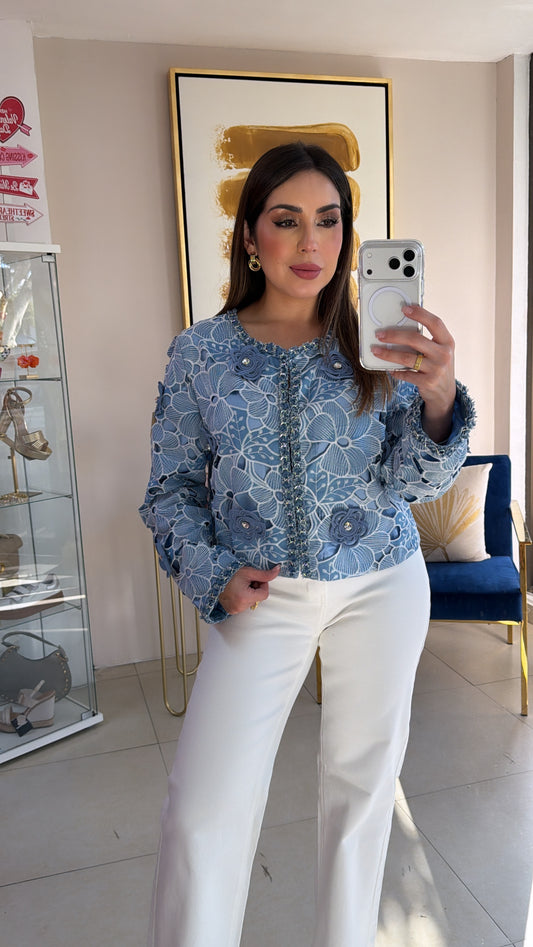 Embroidery Blazer Top