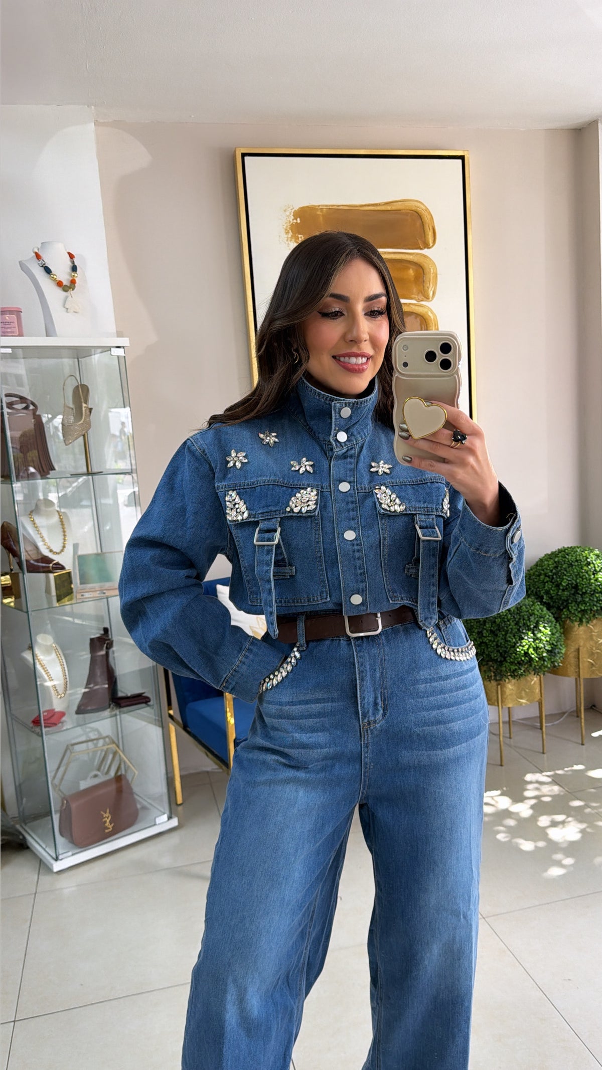 Denim Rhinestones Jumpsuit
