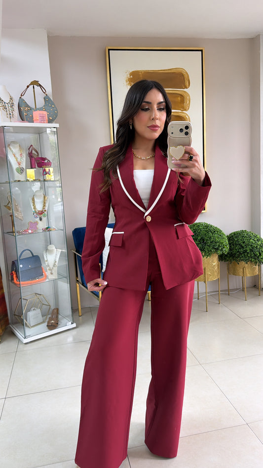 Wine Blazer Set