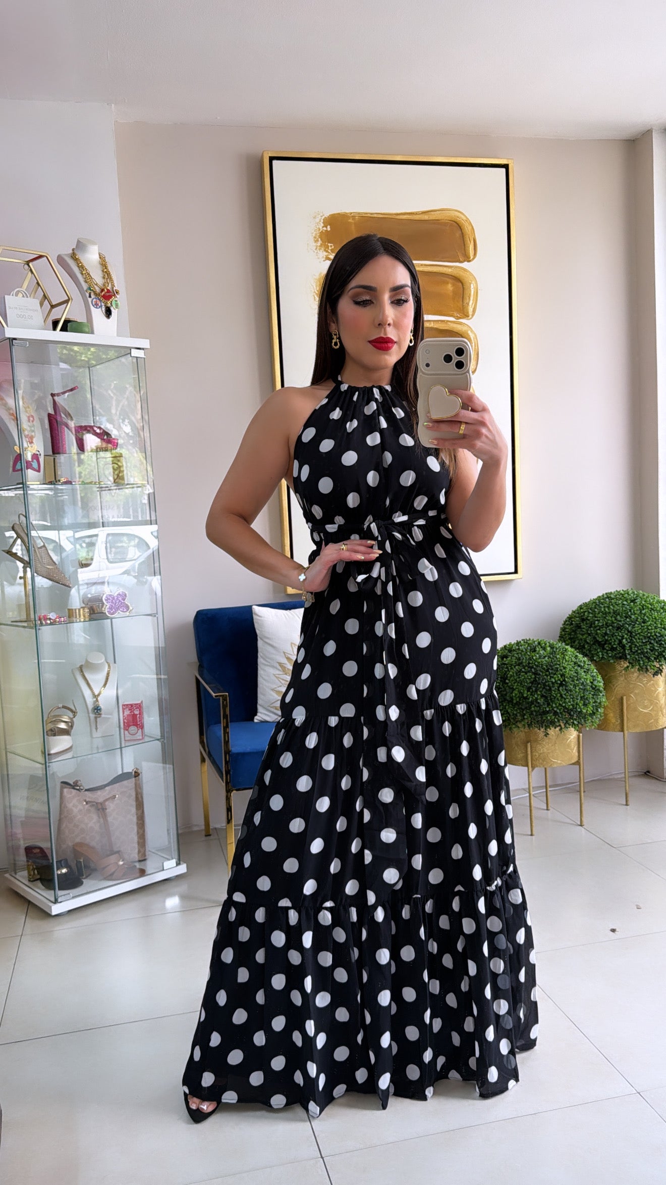 Black Polka Maxi Dress