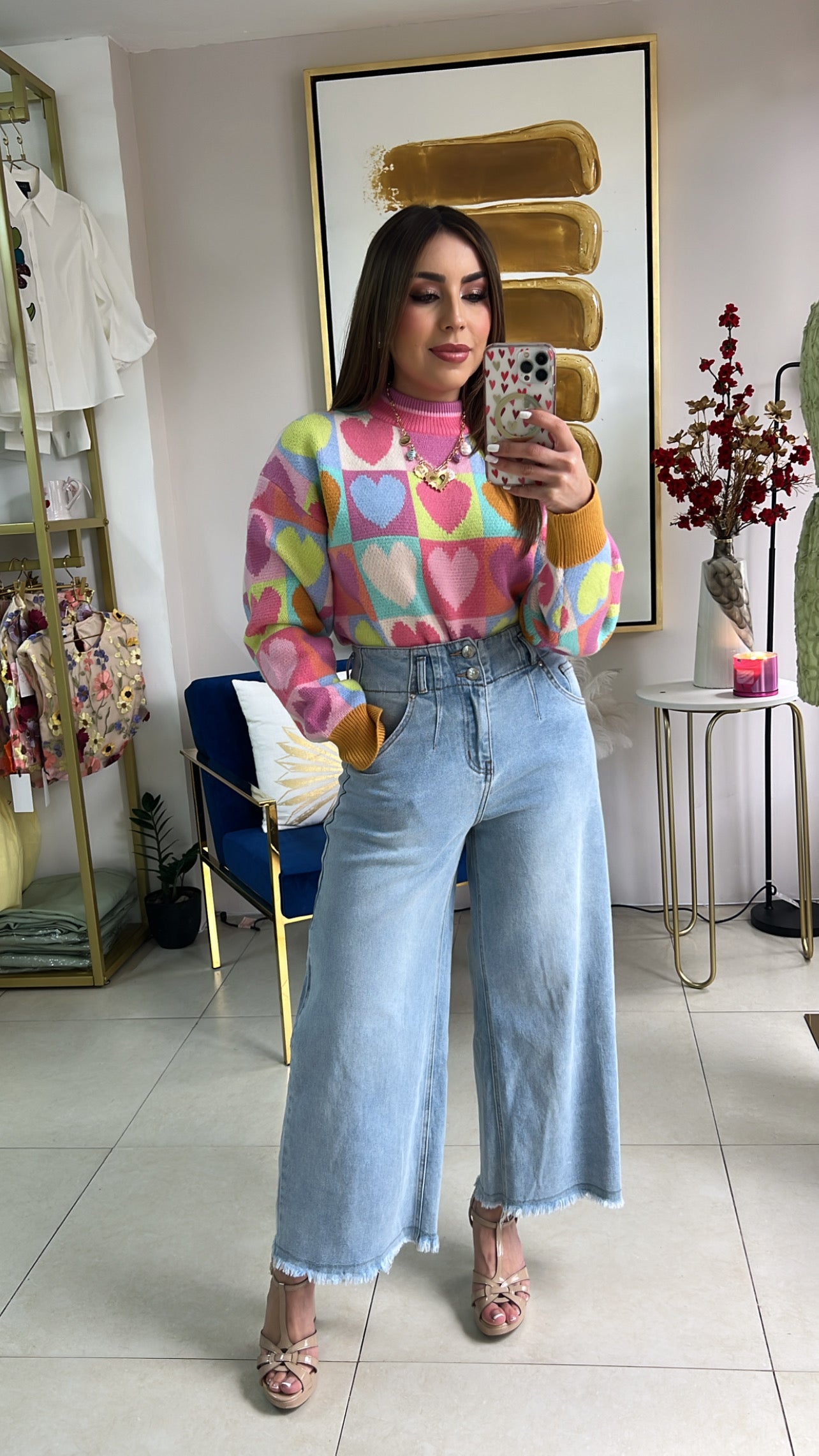 Heart Knit Sweater Top