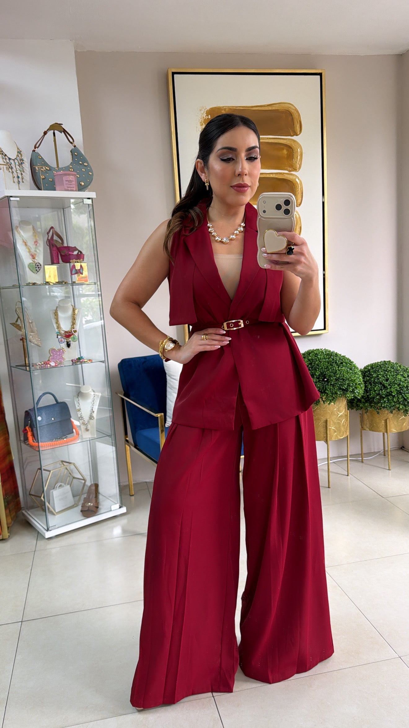 Wine Vest Pant Set