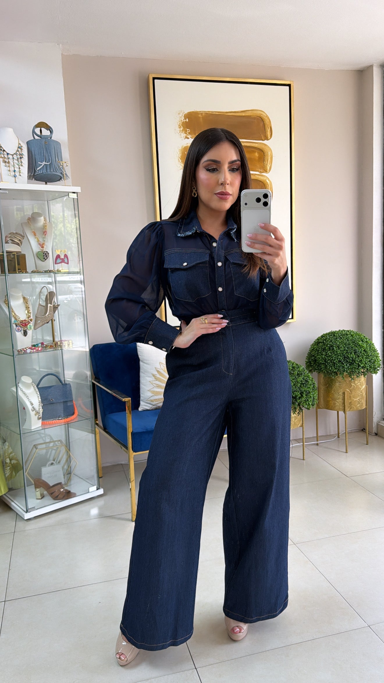 Dark Denim Pant Set
