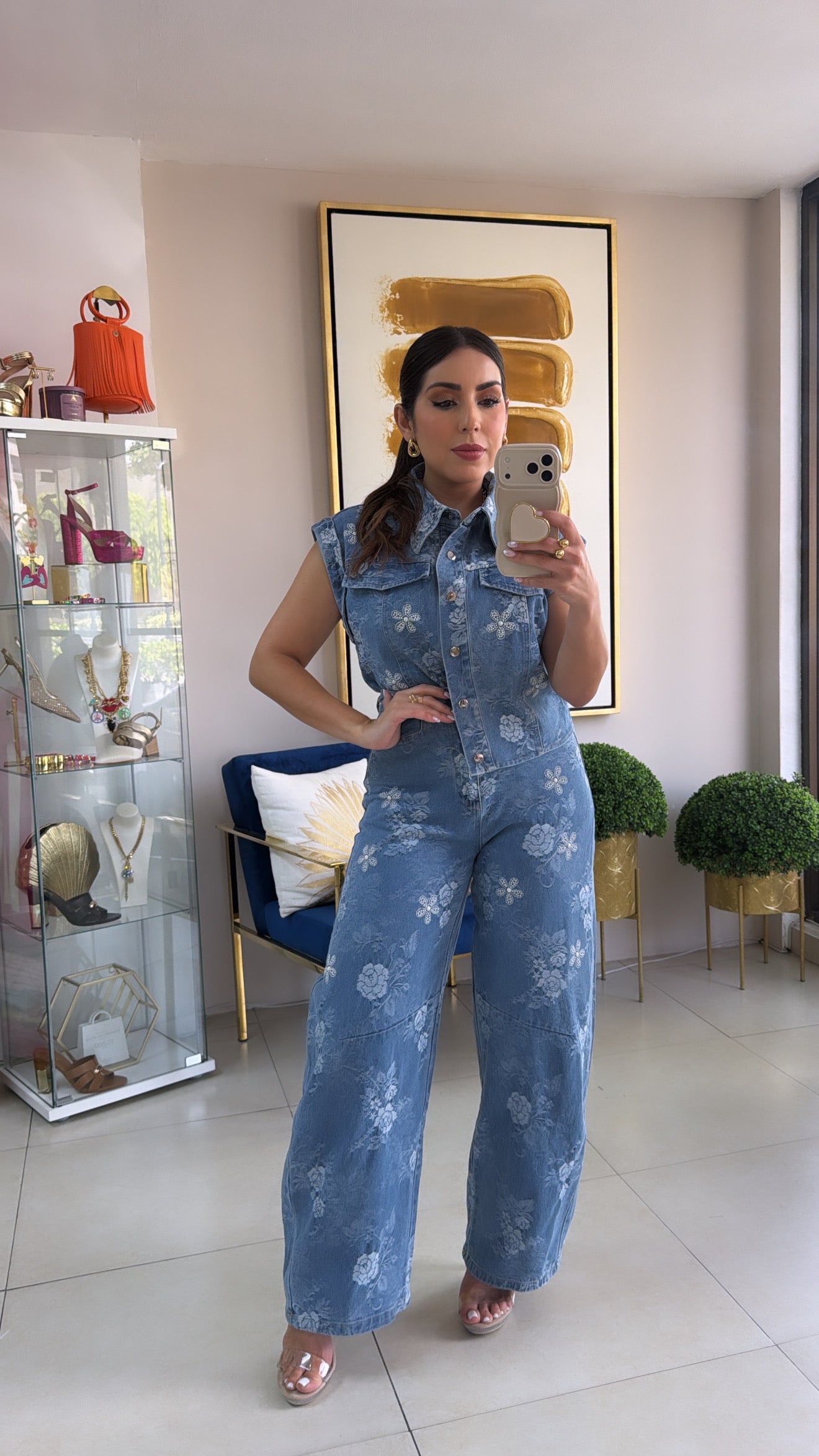 Floral Denim Barrel Set