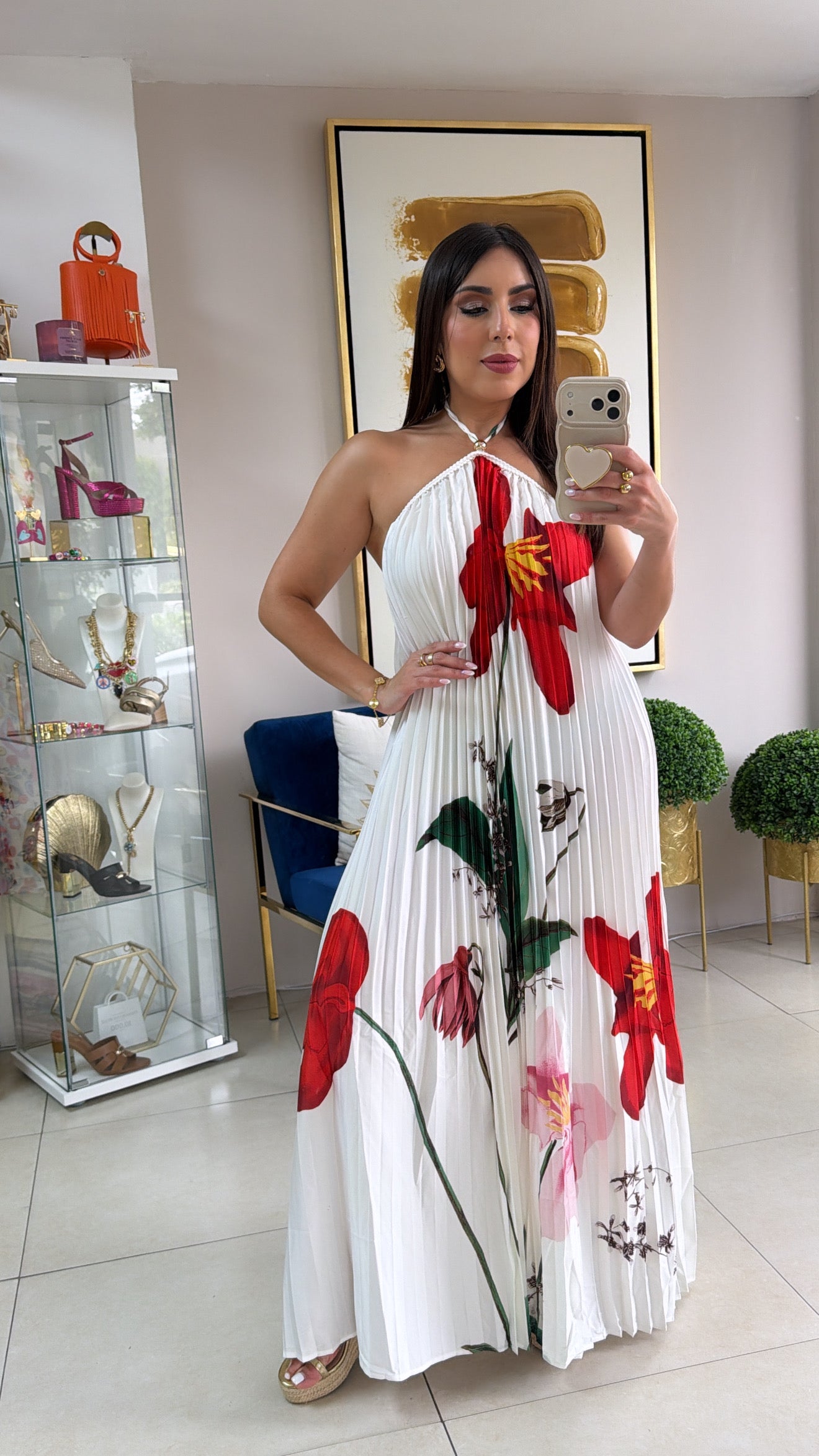 Pleated Flower Maxi