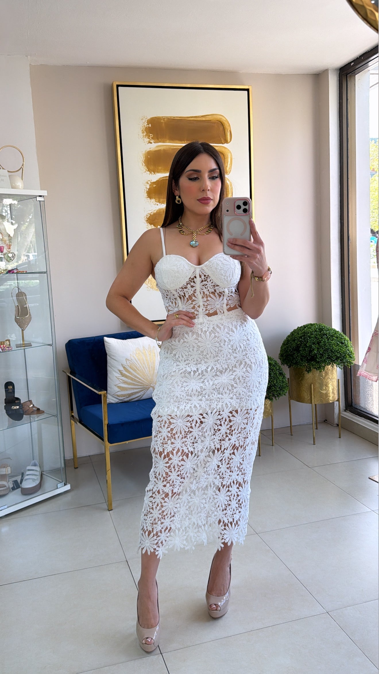 White Crop Top & Skirt Set