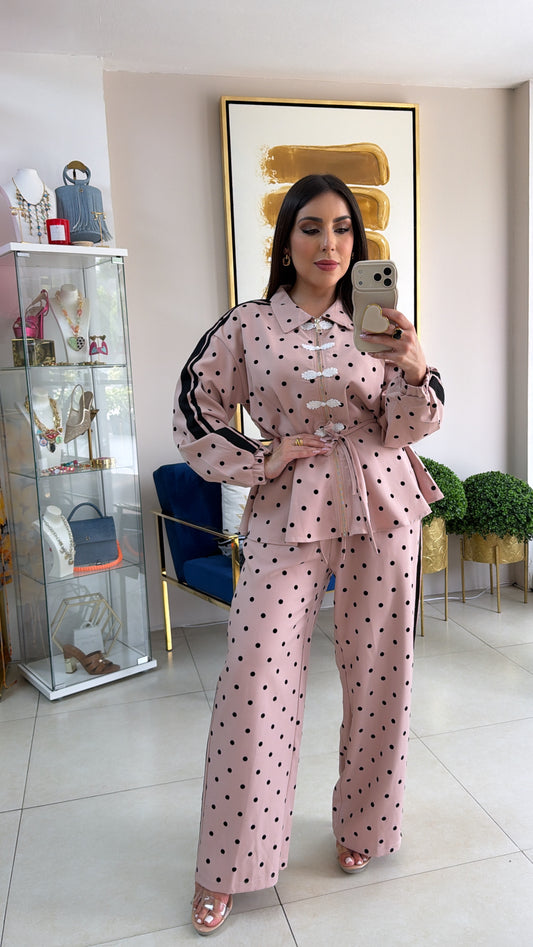 Pink Polka Pant Set