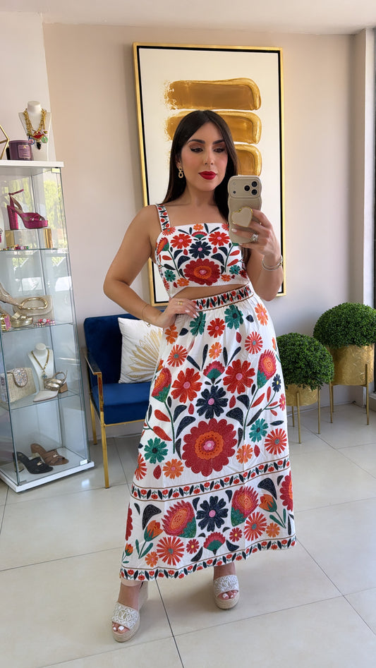 Boho Floral Skirt Set