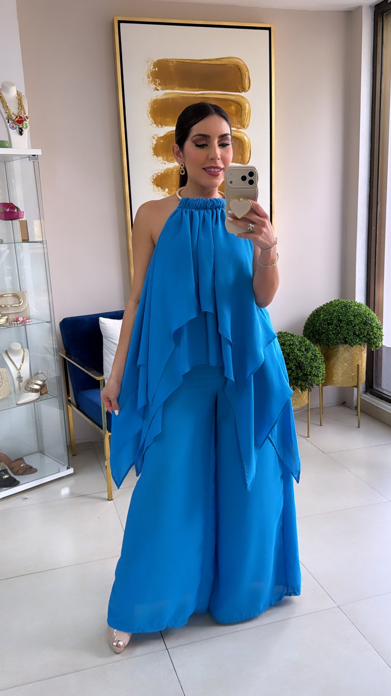Blue Halter Jumpsuit