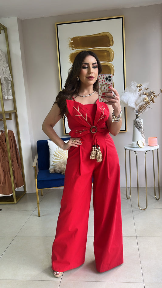 Linen Flower Jumpsuit