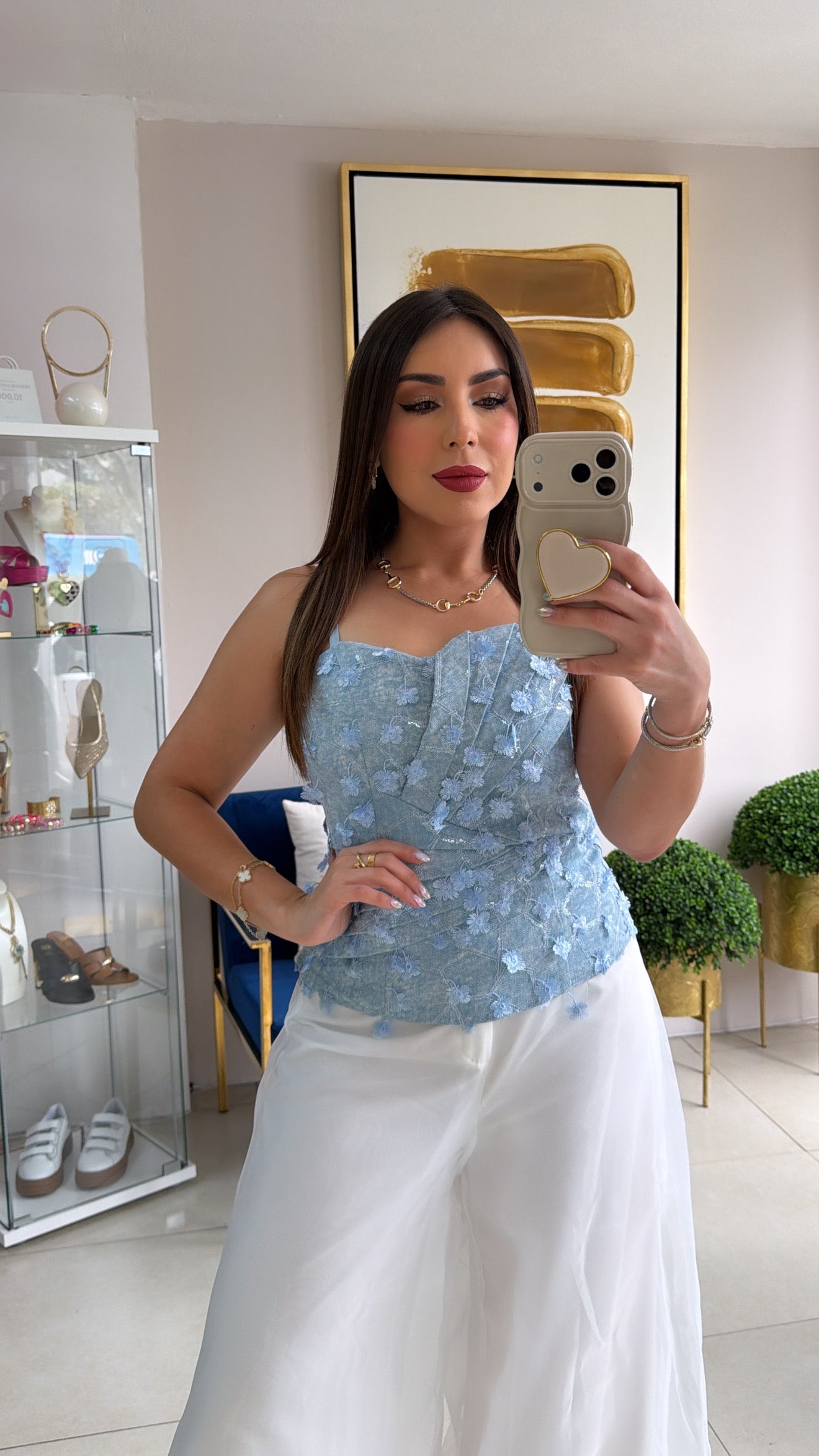 Denim Sequins Corset