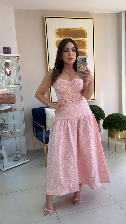 Pink Brocado Dress