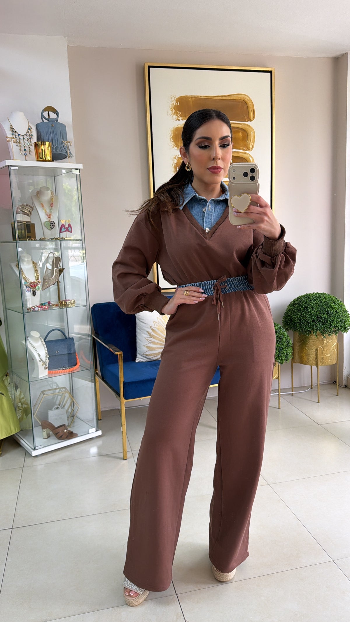 Brown & Denim Travel Set