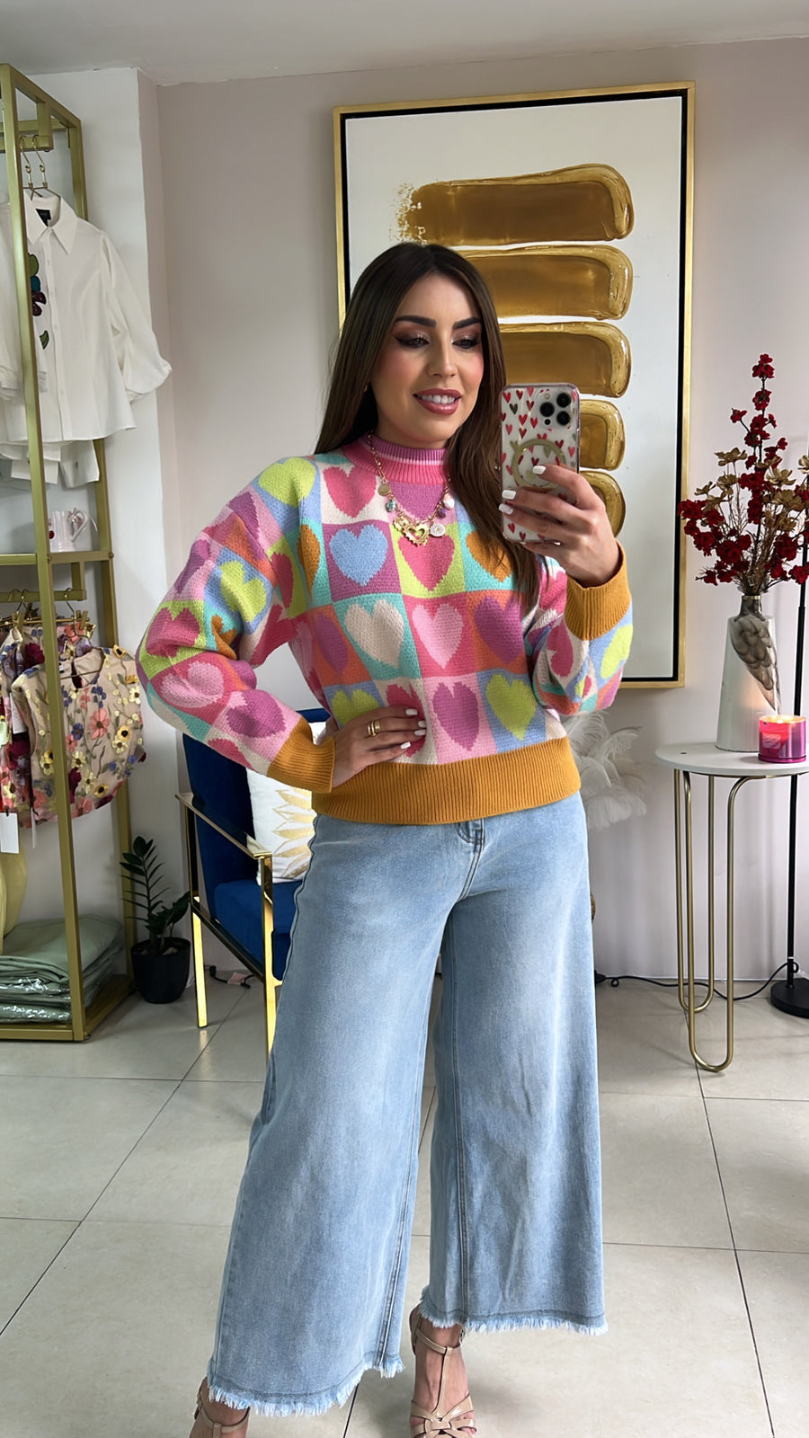 Heart Knit Sweater Top