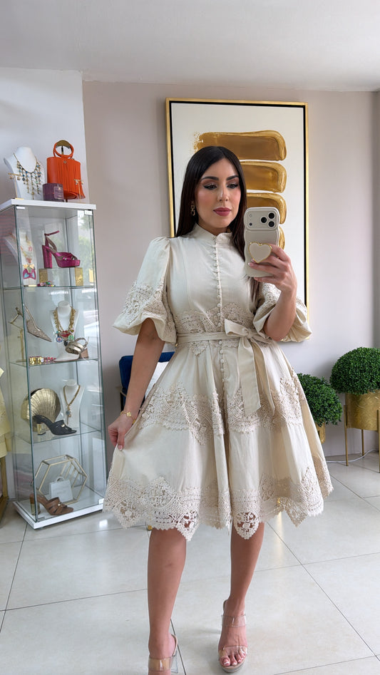 Cream Crochet Dress