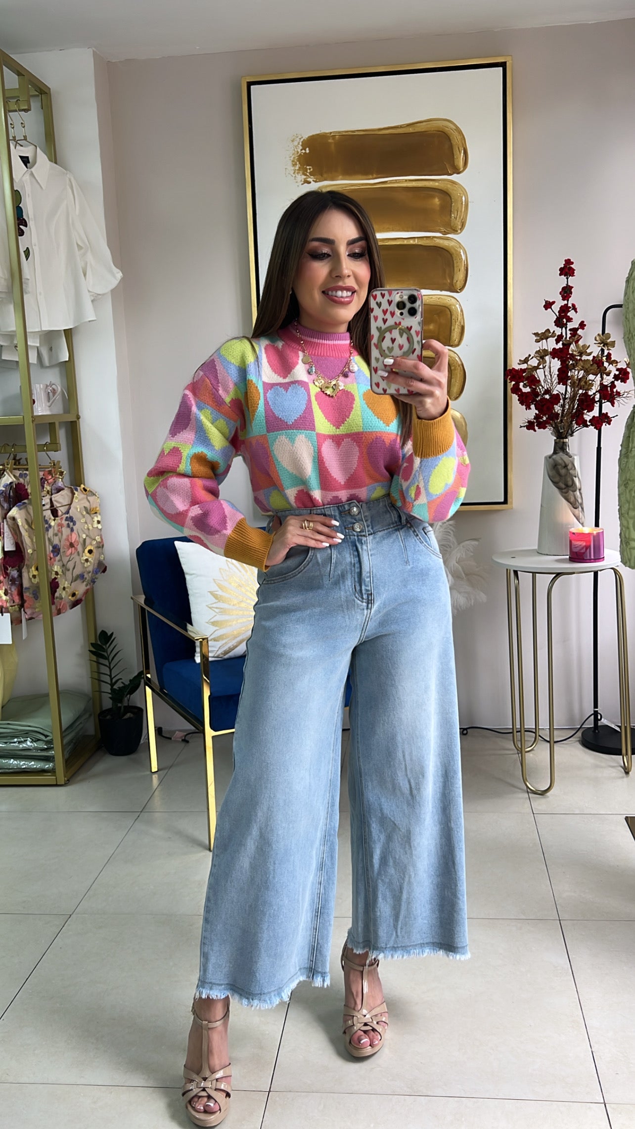 Heart Knit Sweater Top