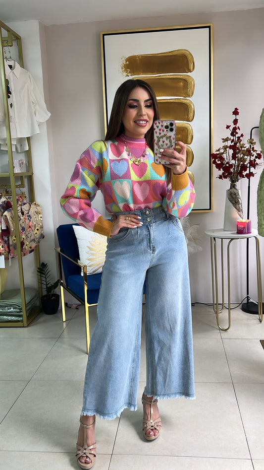 Heart Knit Sweater Top