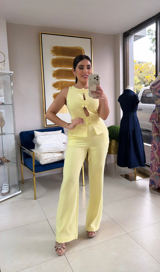 Yellow Flower Pant Set