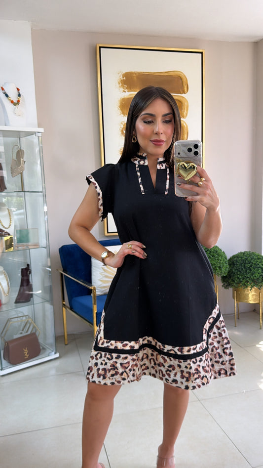 Black Animal Print Dress