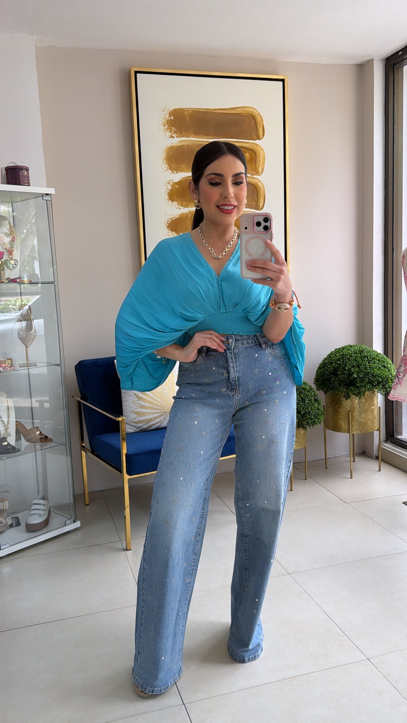 Like Fan Teal Top