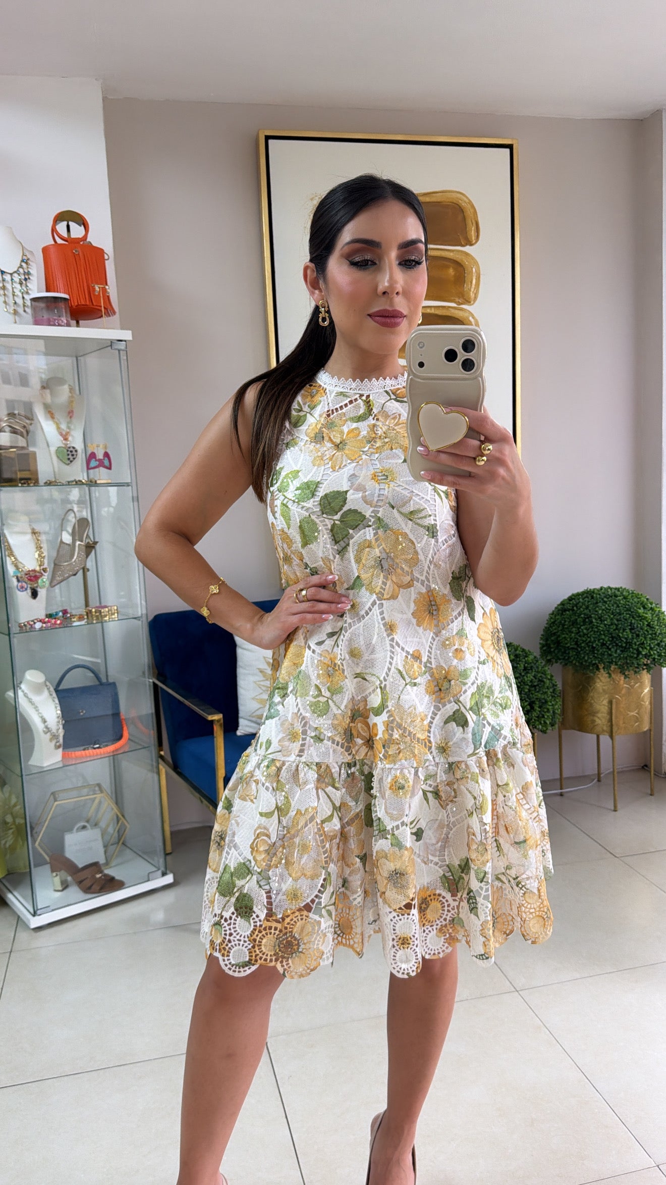 Yellow Embroidered Sequins Dress