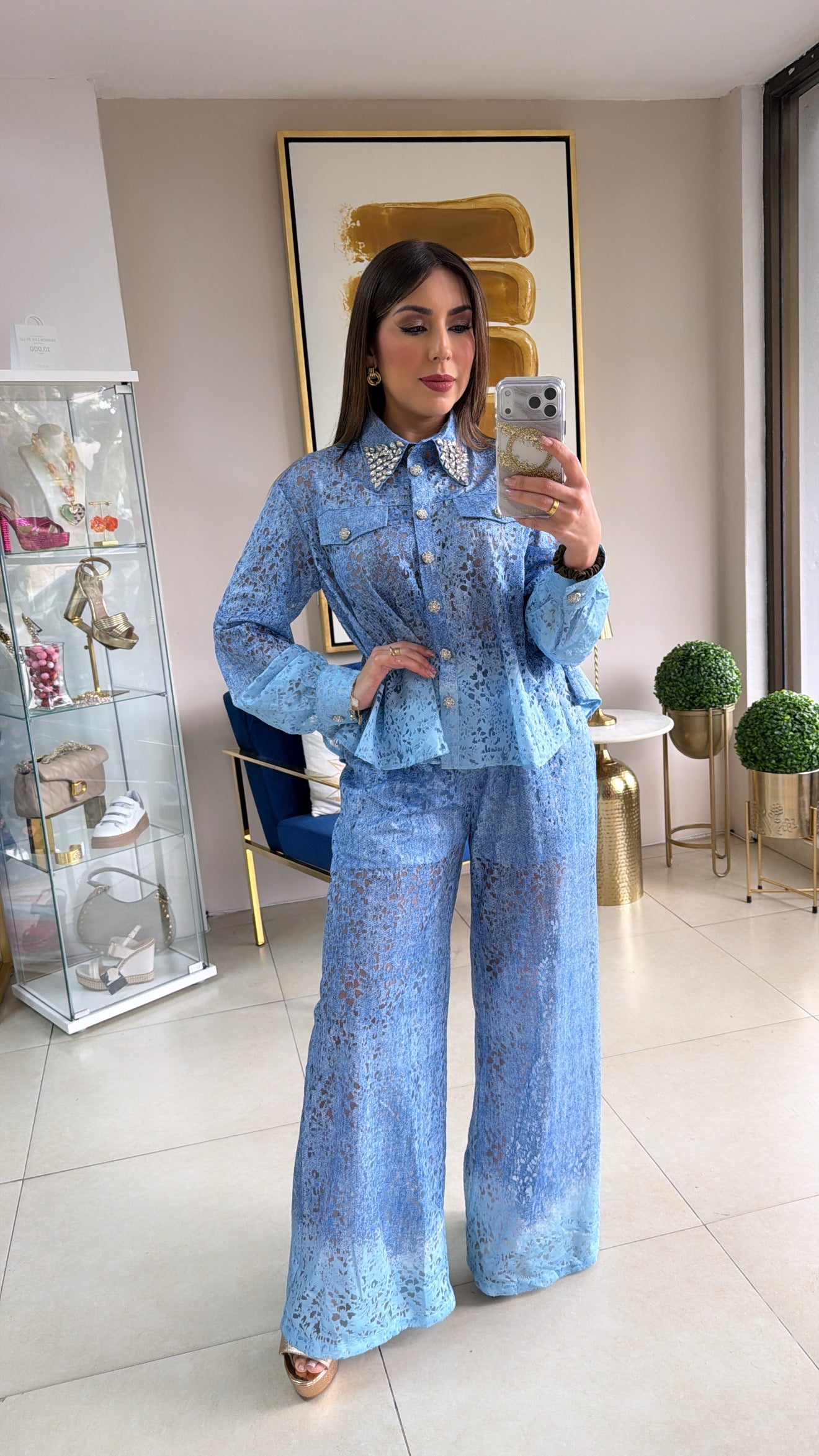 Blue Ombre Rhinestones Set