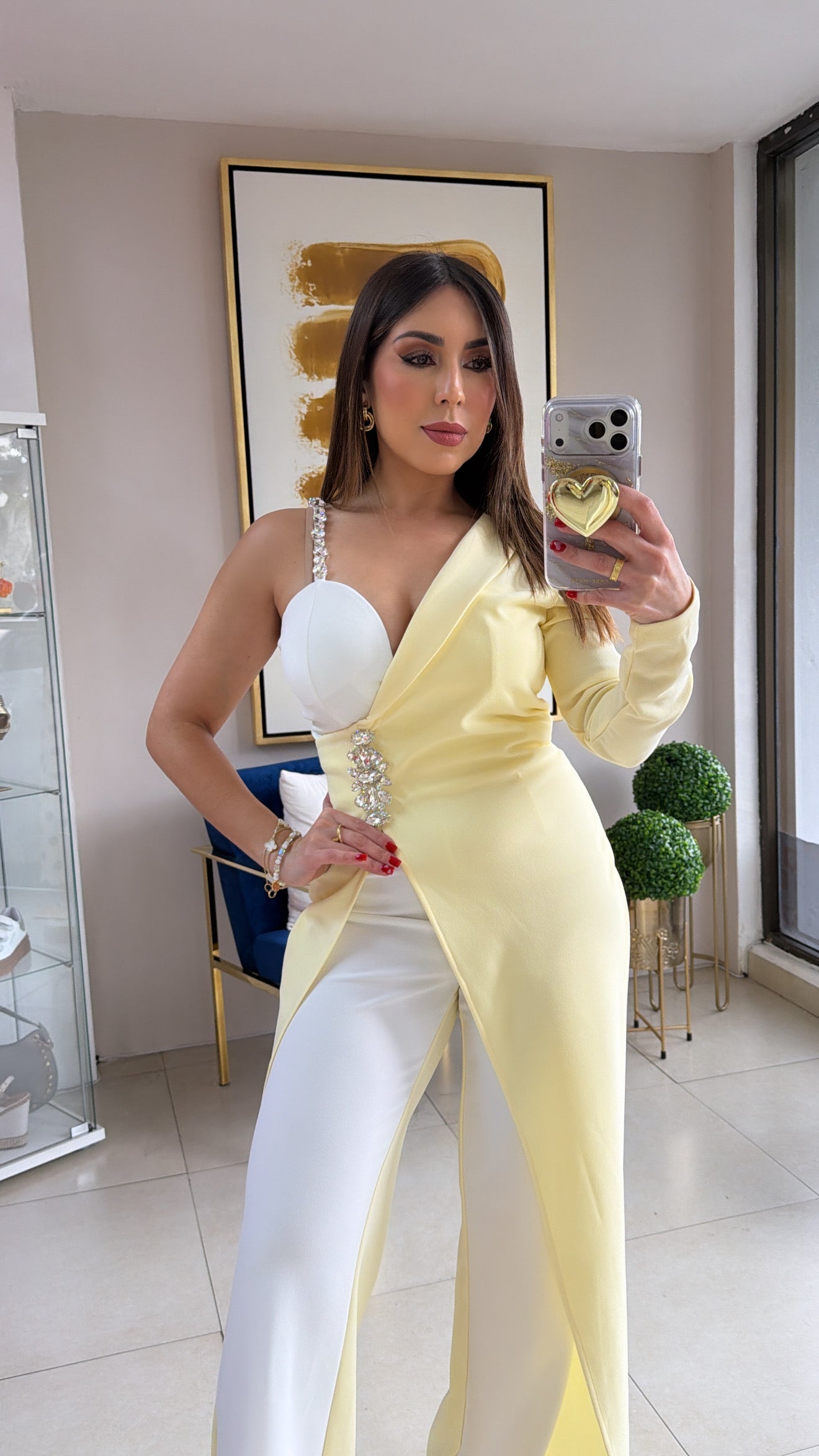 Yellow Rhinestones Jumpsuit