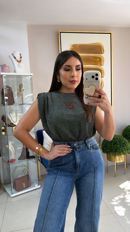 Silver Glitter Top