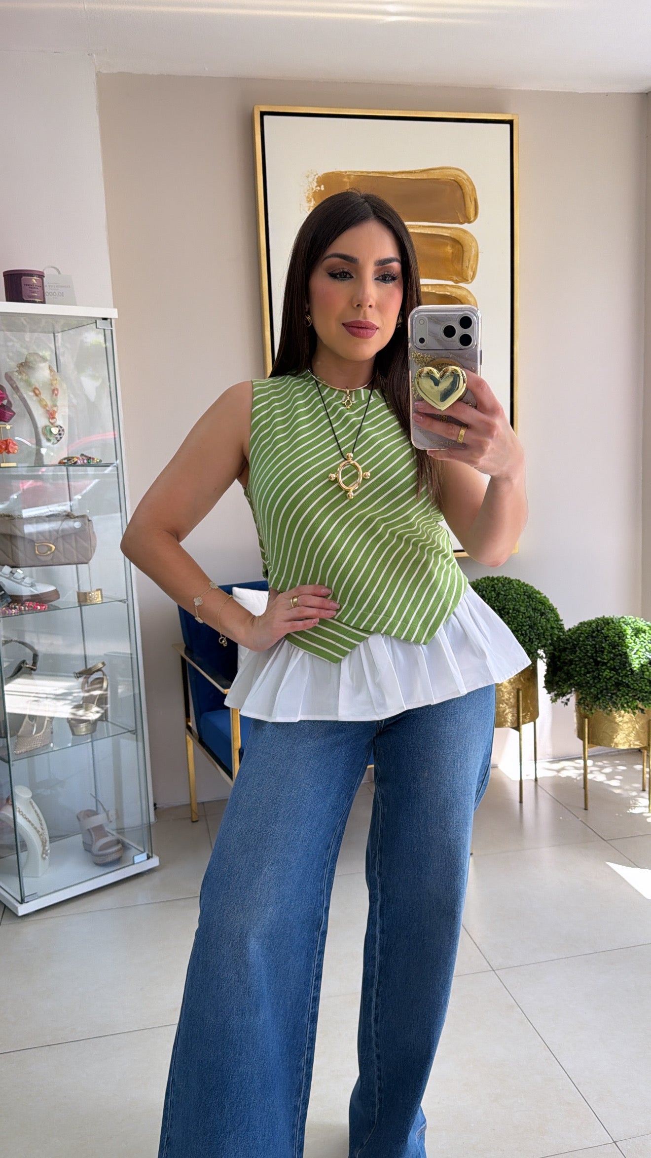 Green Stripes Top