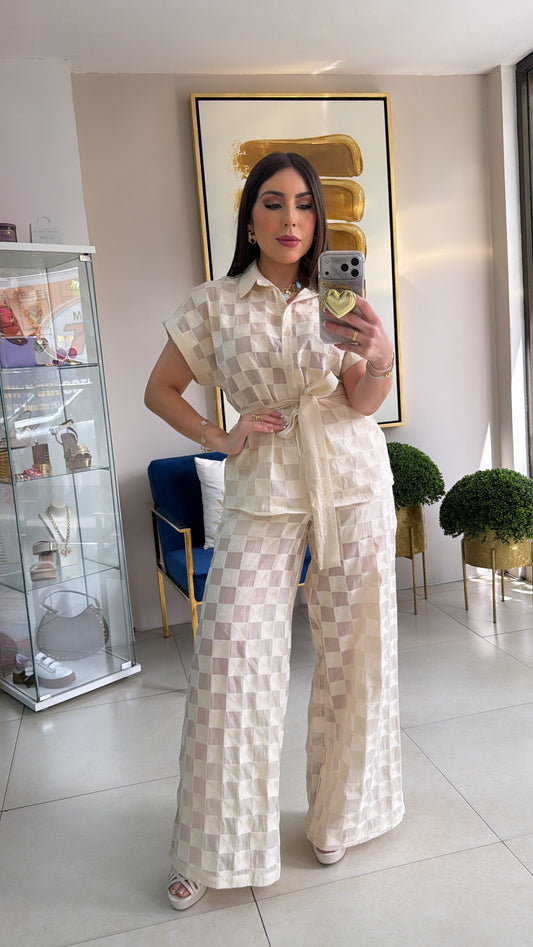Cream Pant Set