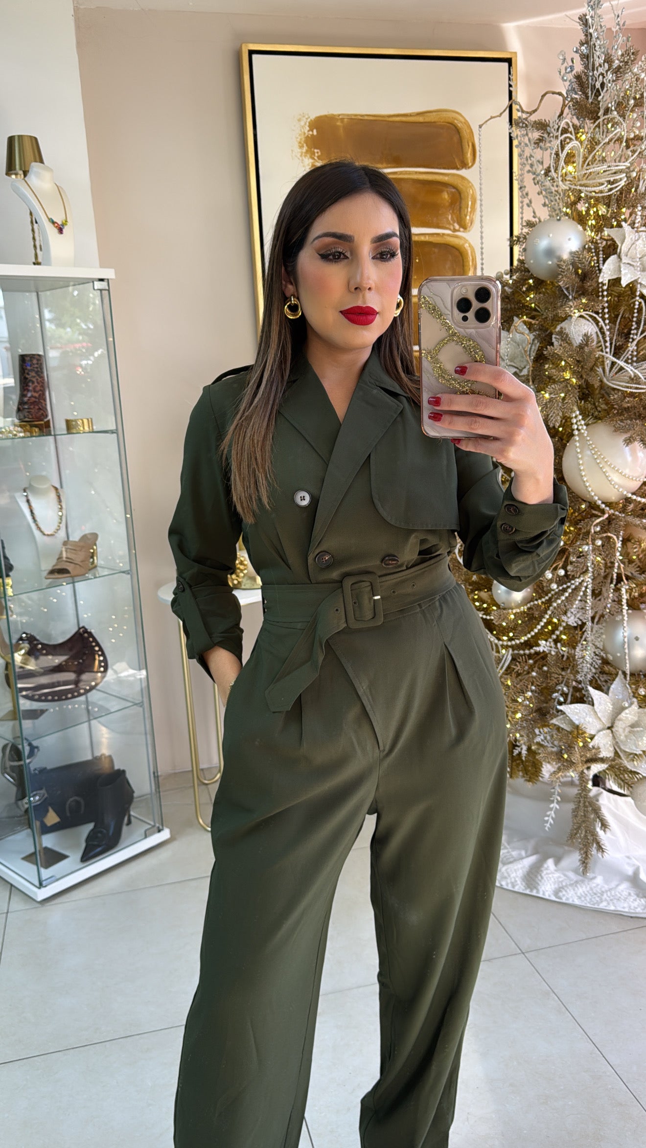 Olive Trench Jumpsuit