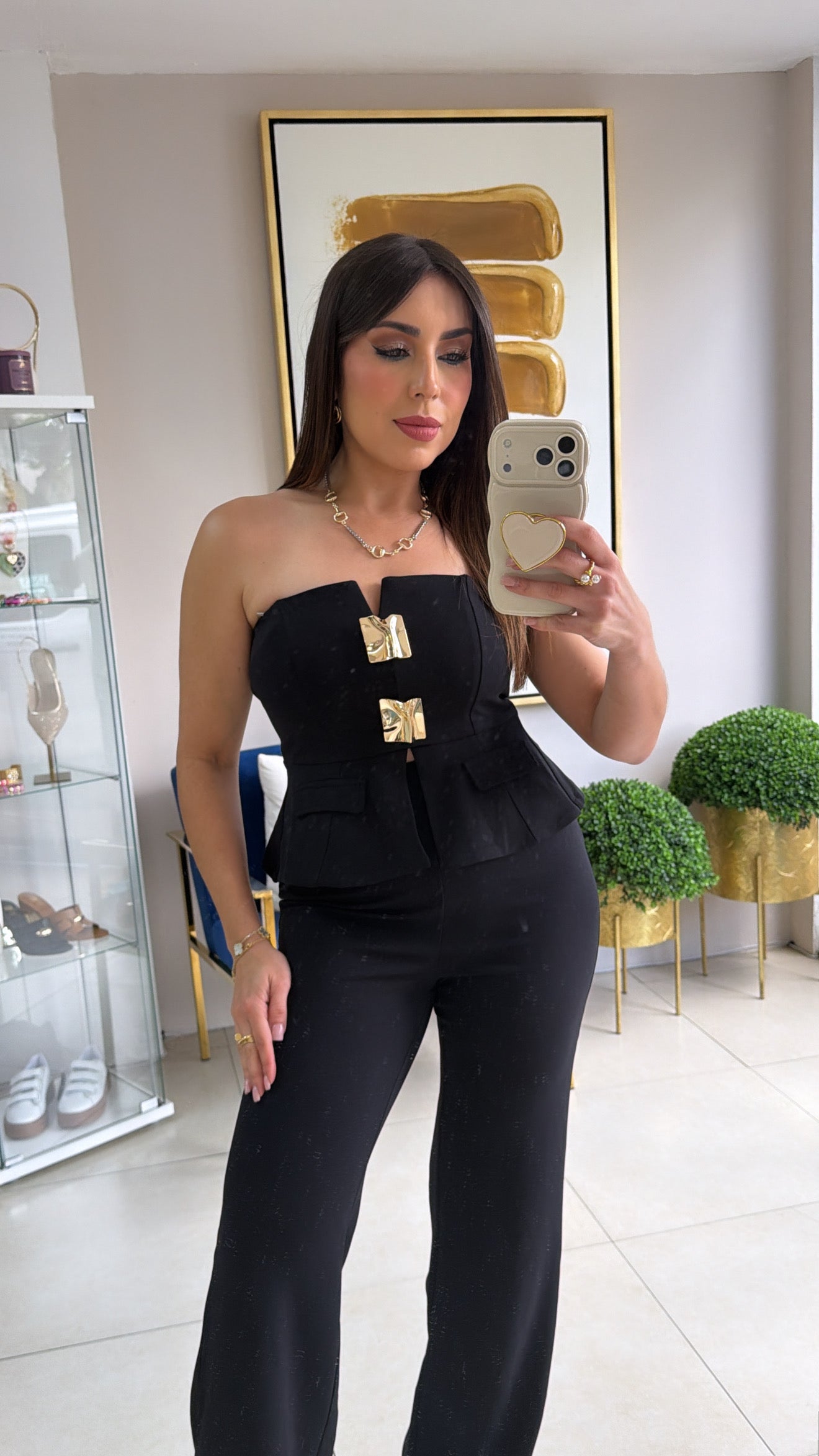 Black Pepplum Pant Set