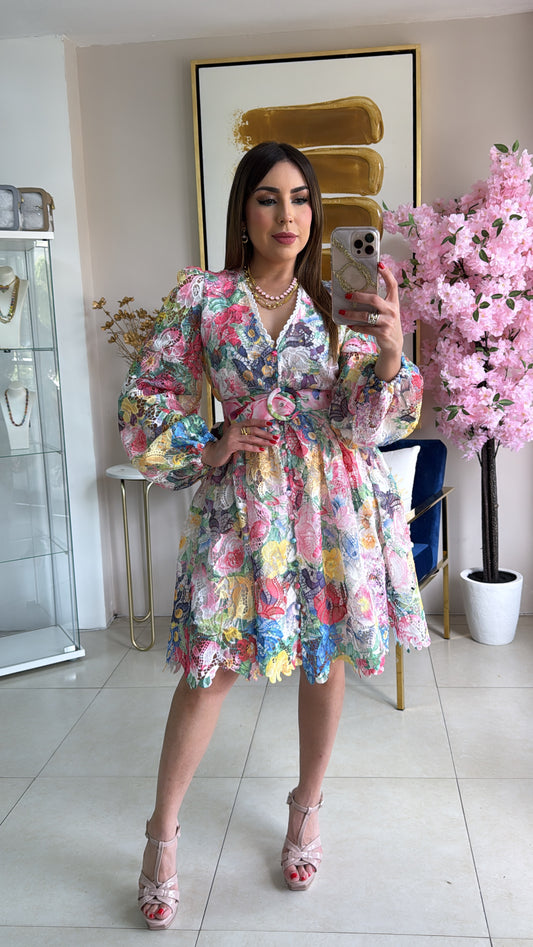 Multi Crochet Short Dress