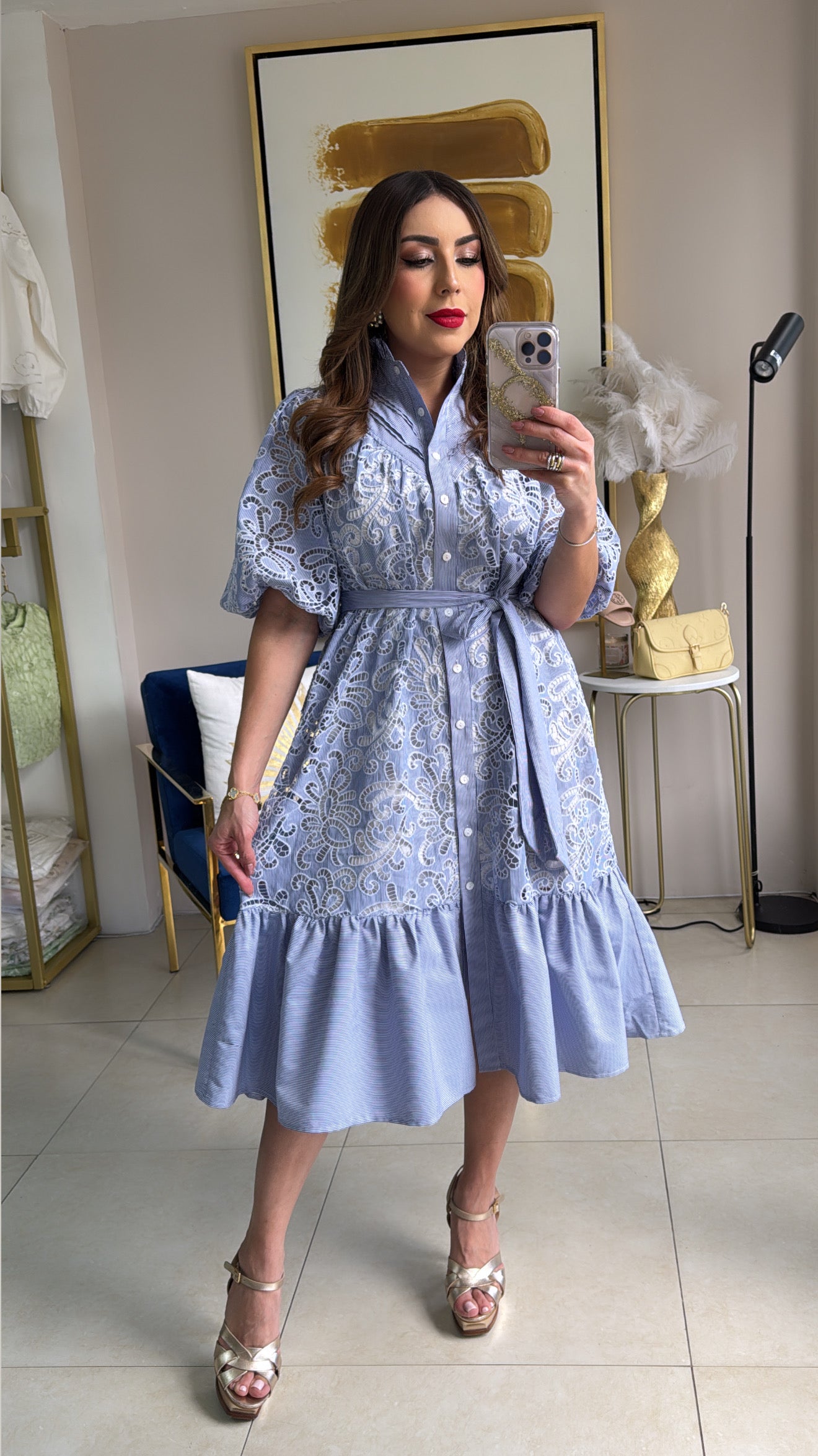 Crochet Floral Midi Dress
