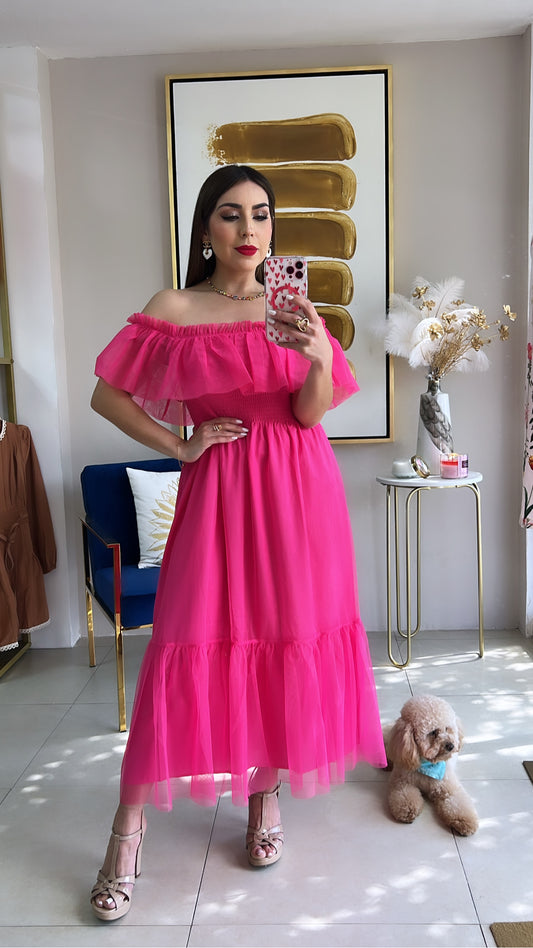 Off the Shoulder Midi Dress