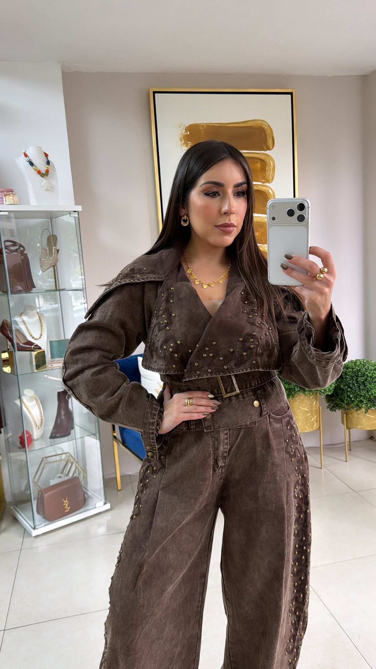 Brown Denim Barrel Set