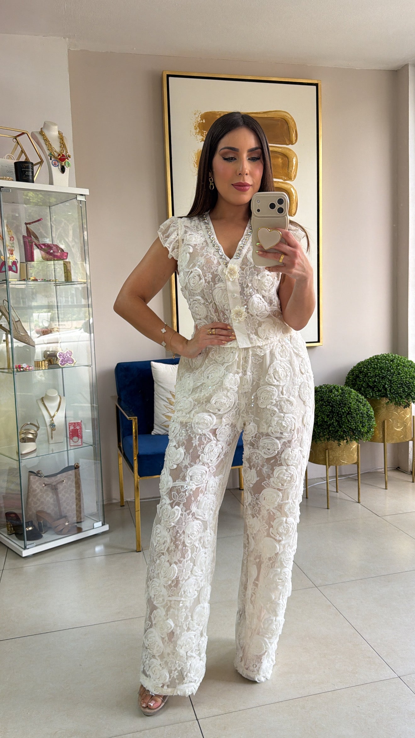 White Lace Pant Set