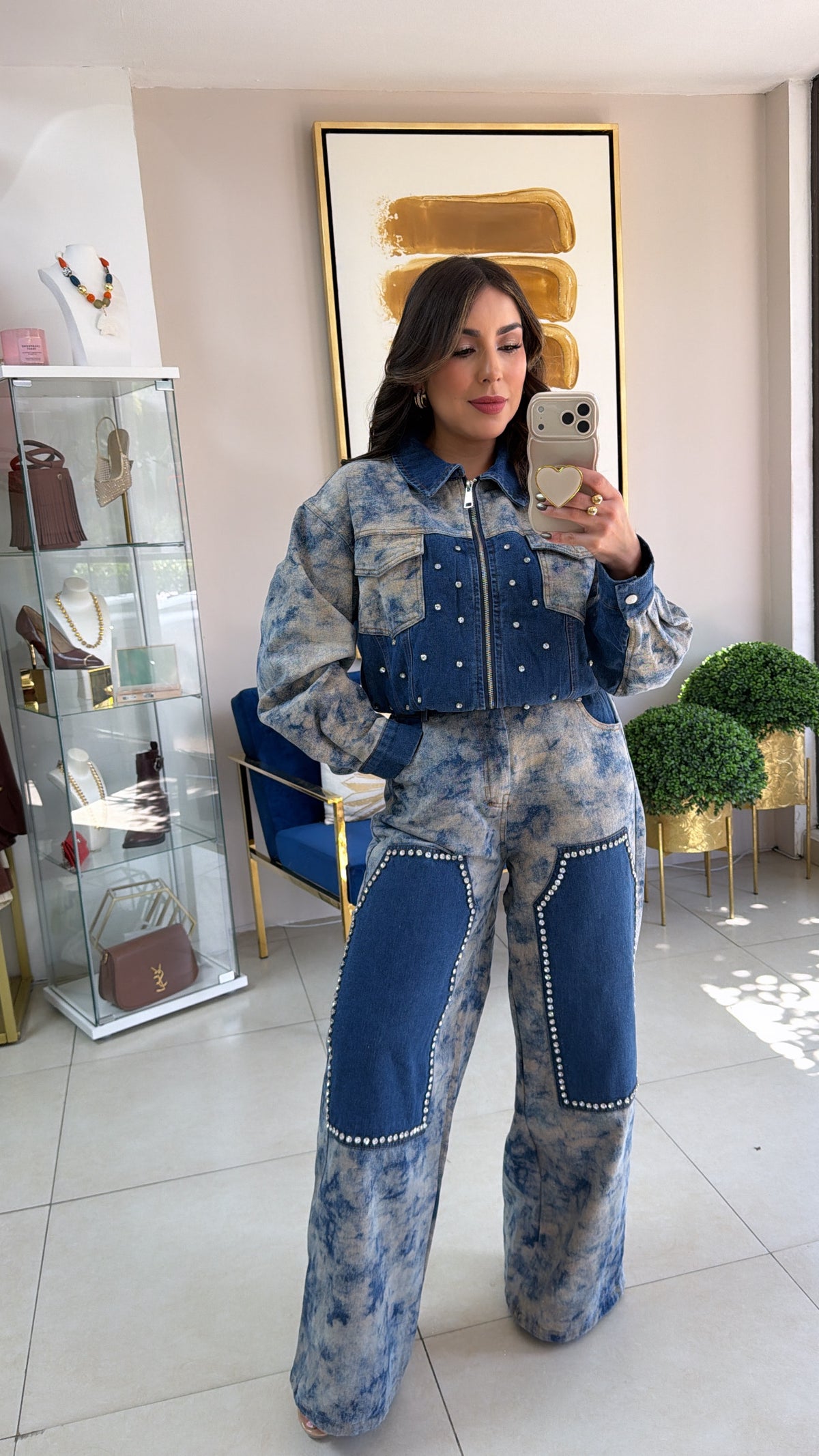 Tyedye Rhinestones Denim Set
